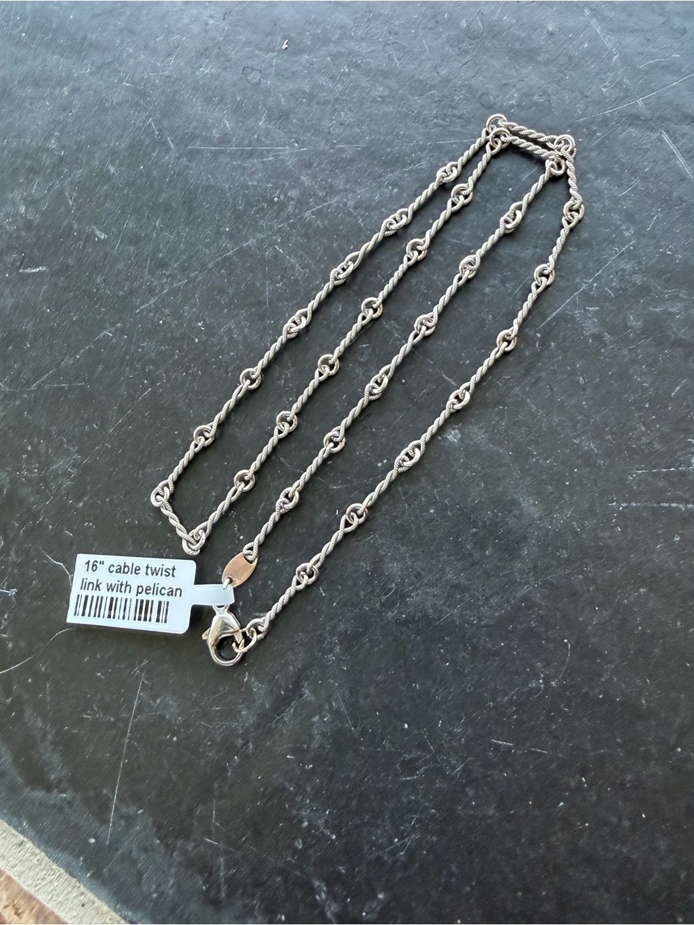14kt. White Gold Cable Twist Necklace 16” long